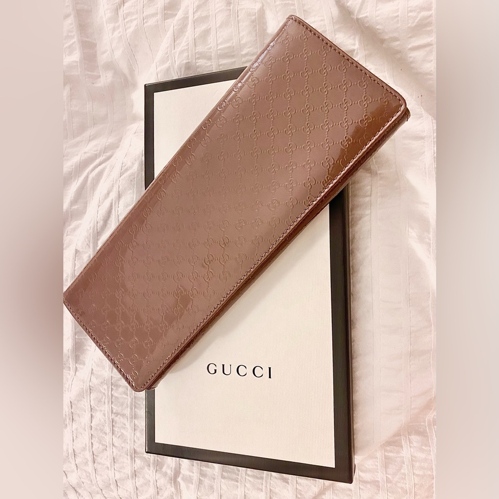 Gucci Broadway Microguccissima Patent Leather Evening Clutch, Mauve